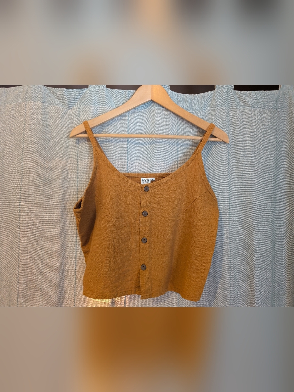 Novi Mustard Button-Front Thick Cotton Tank
